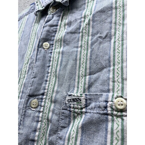 Vintage Guess Georges Marciano thin soft button down short sleeve shirt M-L - Picture 4 of 10